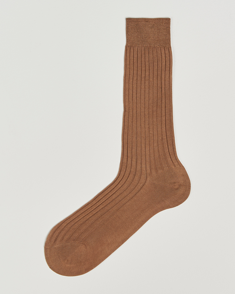 Men | Underwear & Socks | Bresciani | Cotton Ribbed Short Socks Light Brown