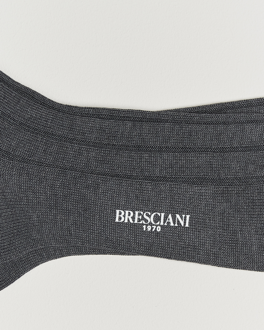 Men | Underwear & Socks | Bresciani | Wide Ribbed Cotton Socks Grey