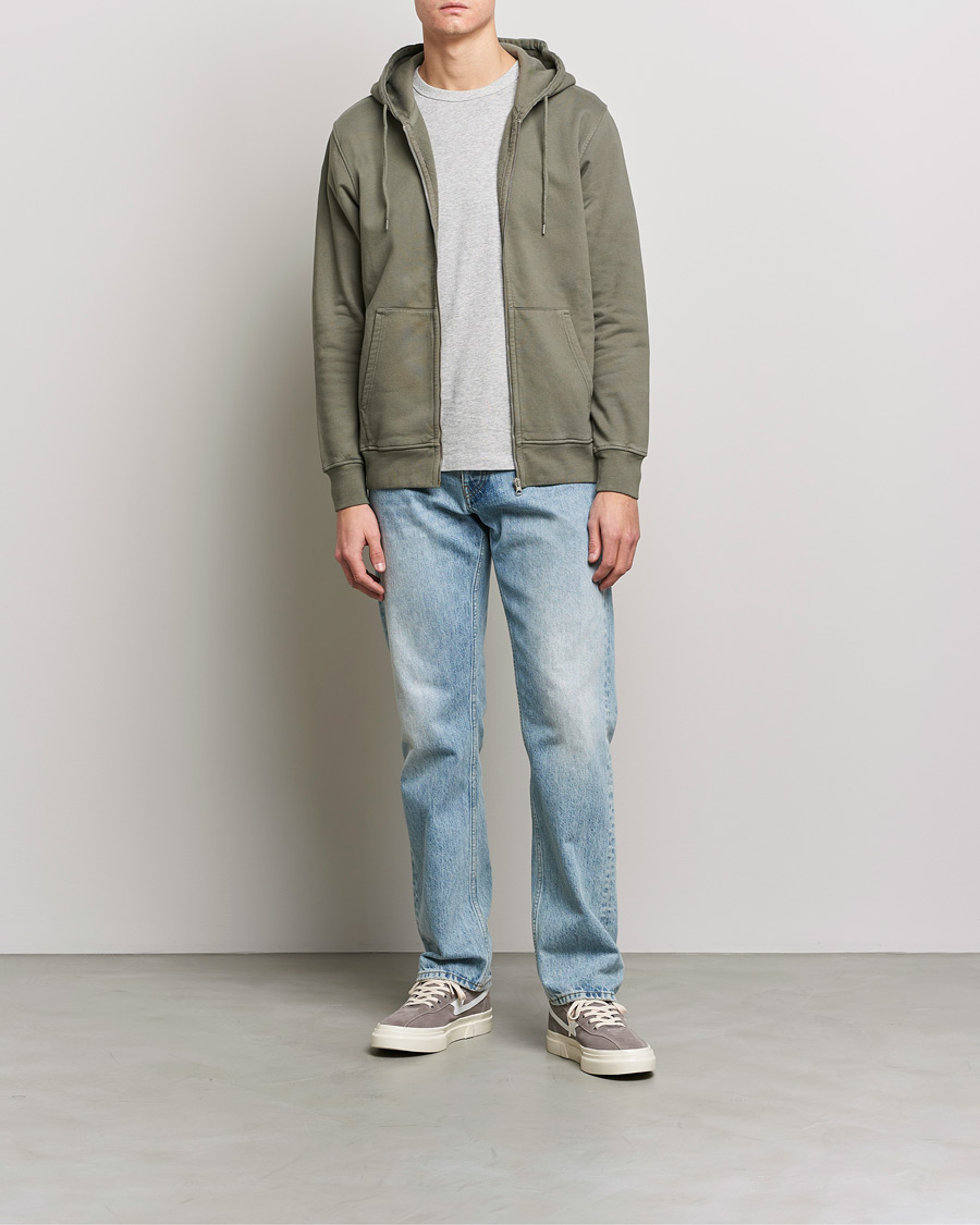 Men | Sweaters & Knitwear | Colorful Standard | Classic Organic Full Zip Hood Dusty Olive