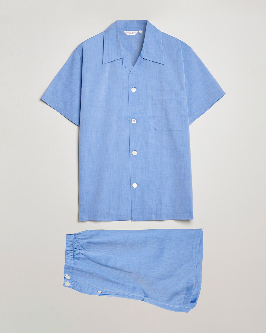 Men | Pyjamas & Robes | Derek Rose | Shortie Cotton Pyjama Set Blue