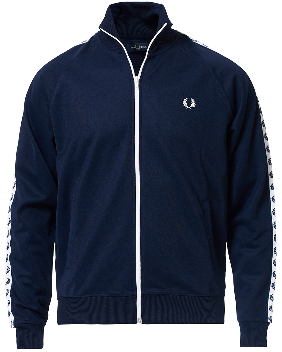 Men | Sweaters & Knitwear | Fred Perry | Taped Track Jacket Carbon Blue