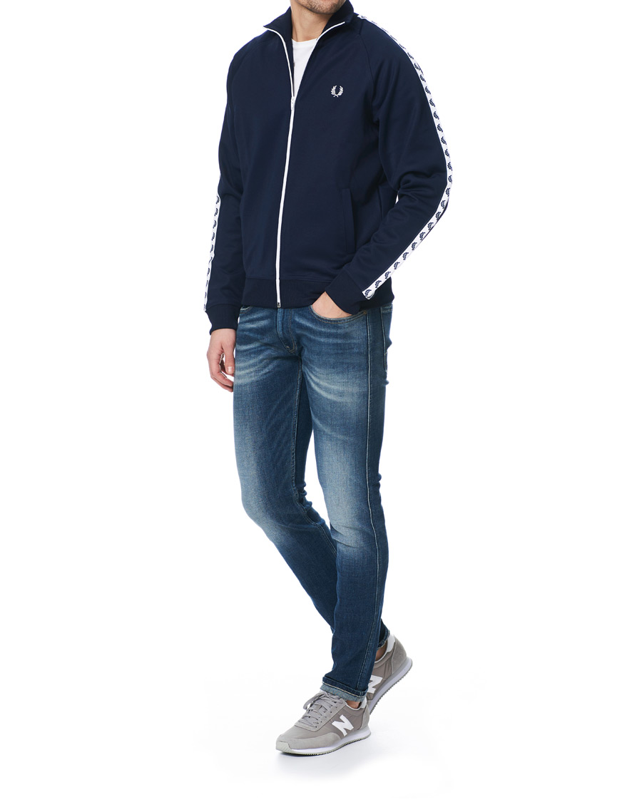 Men | Sweaters & Knitwear | Fred Perry | Taped Track Jacket Carbon Blue