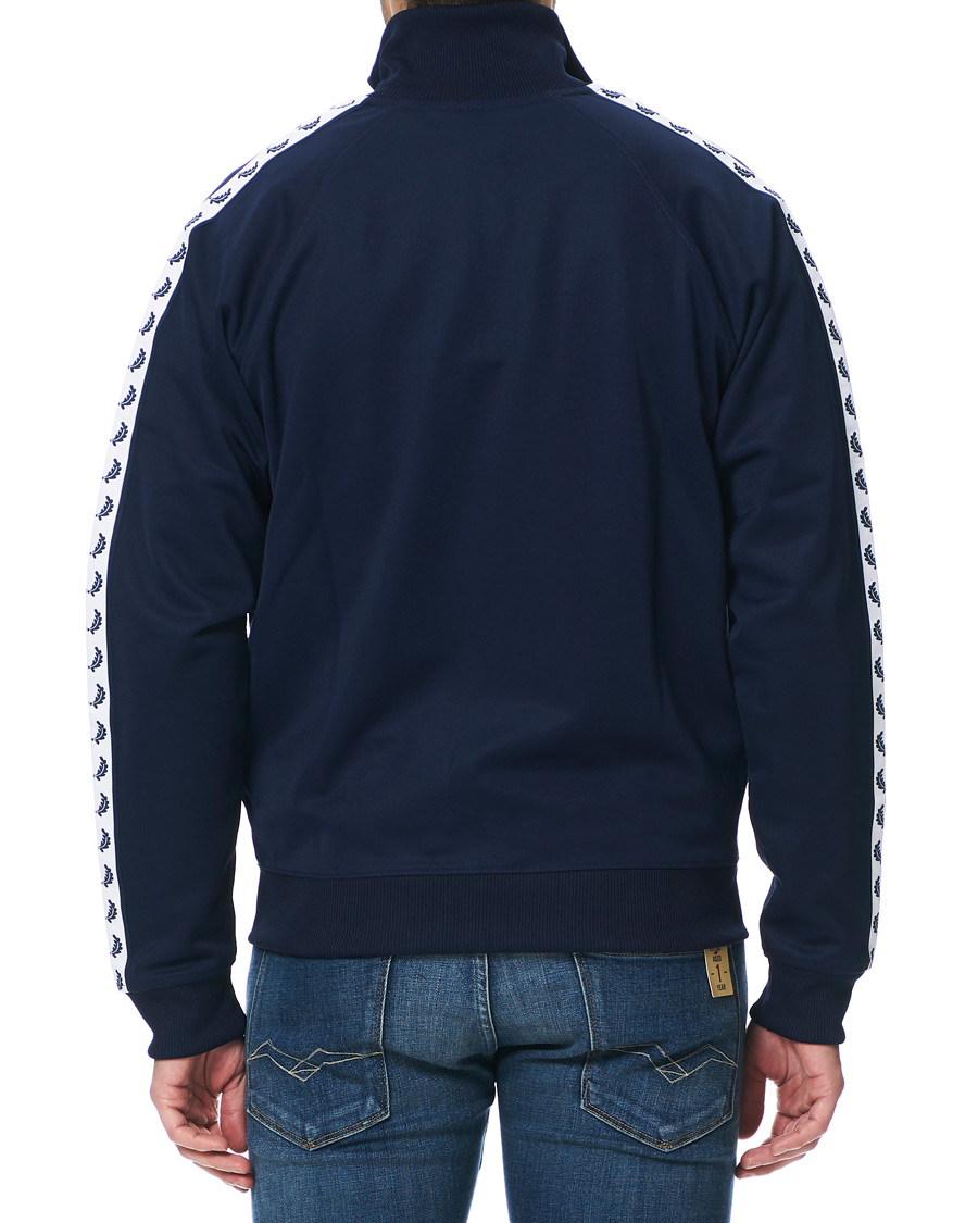 Men | Sweaters & Knitwear | Fred Perry | Taped Track Jacket Carbon Blue