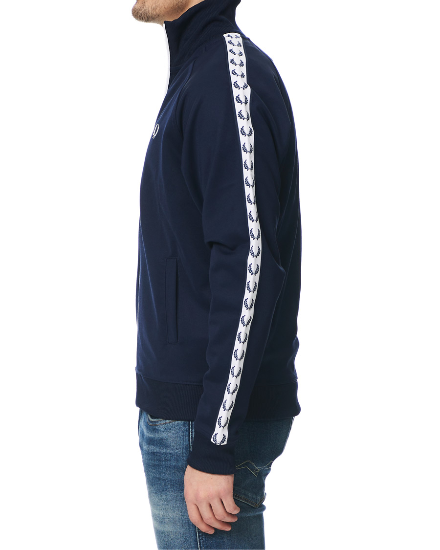 Men | Sweaters & Knitwear | Fred Perry | Taped Track Jacket Carbon Blue