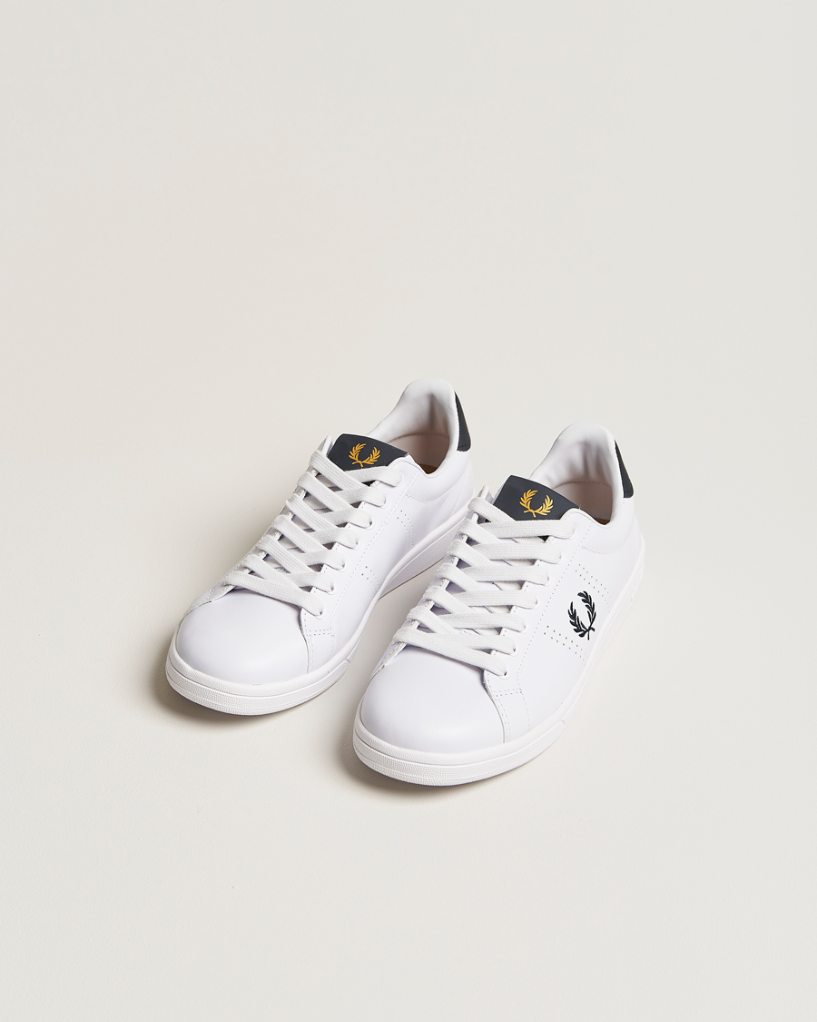Men | Fred Perry B721 Leather Sneakers White/Navy | Fred Perry | B721 Leather Sneakers White/Navy