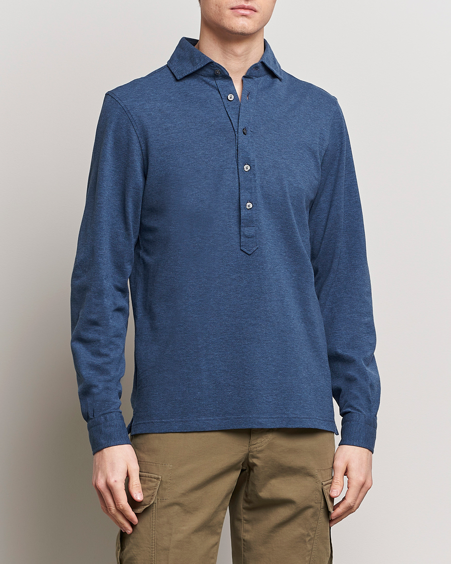 Men | Shirts | Gran Sasso | Popover Shirt Blue