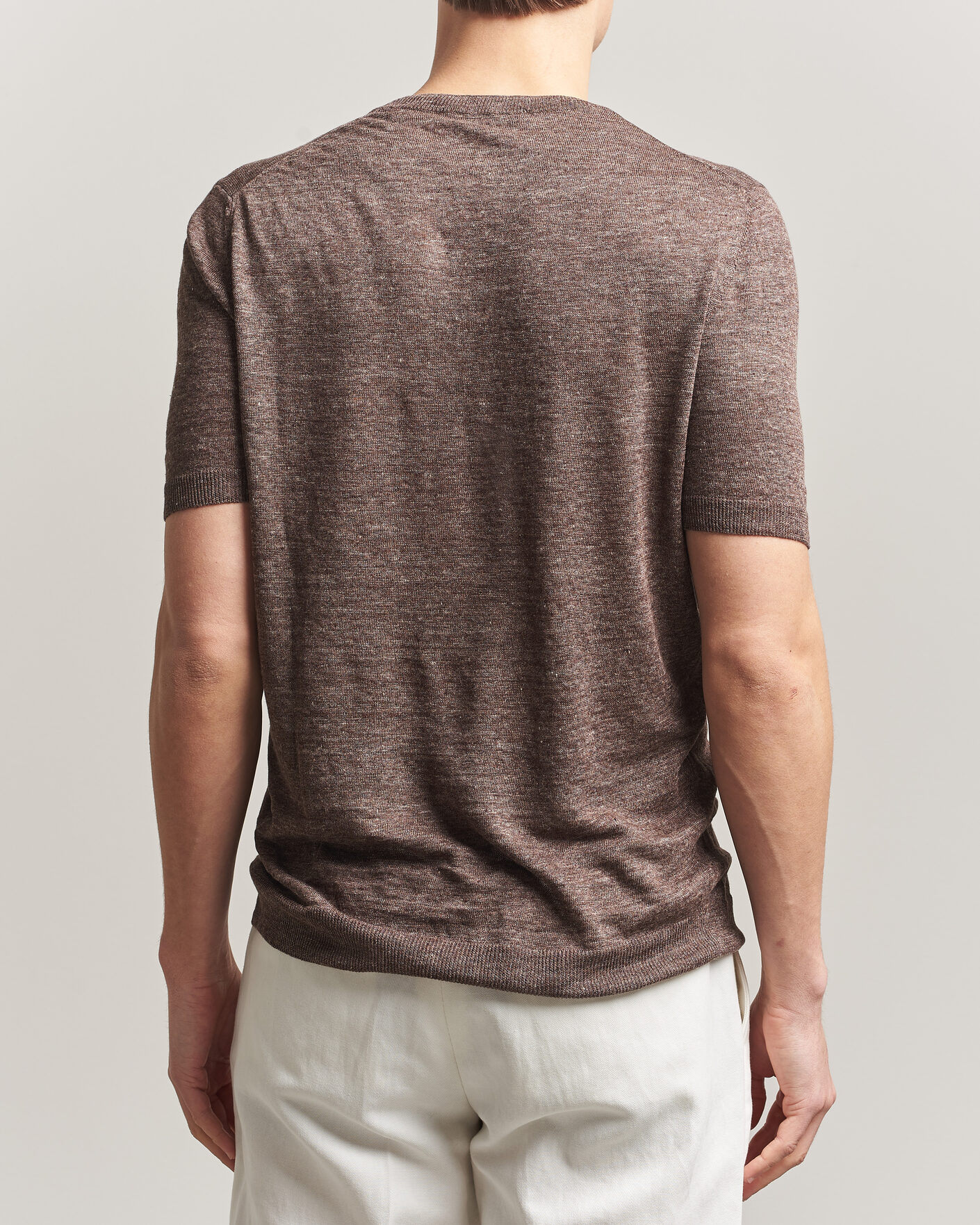 Men | T-Shirts | Gran Sasso | Crew Neck Linen Tee Light Brown