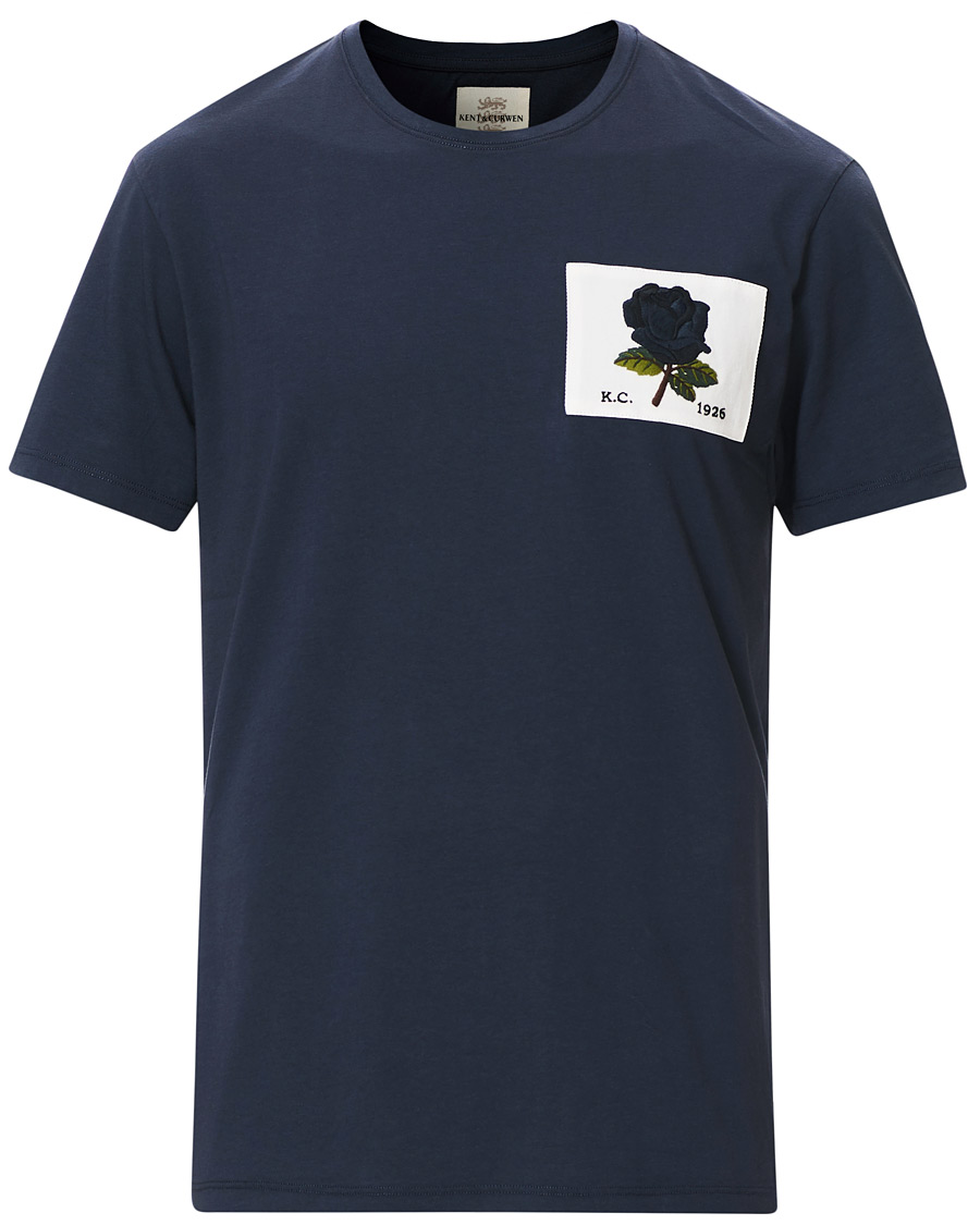 Men | T-Shirts | Kent & Curwen | Rose Embroidered T-Shirt Navy