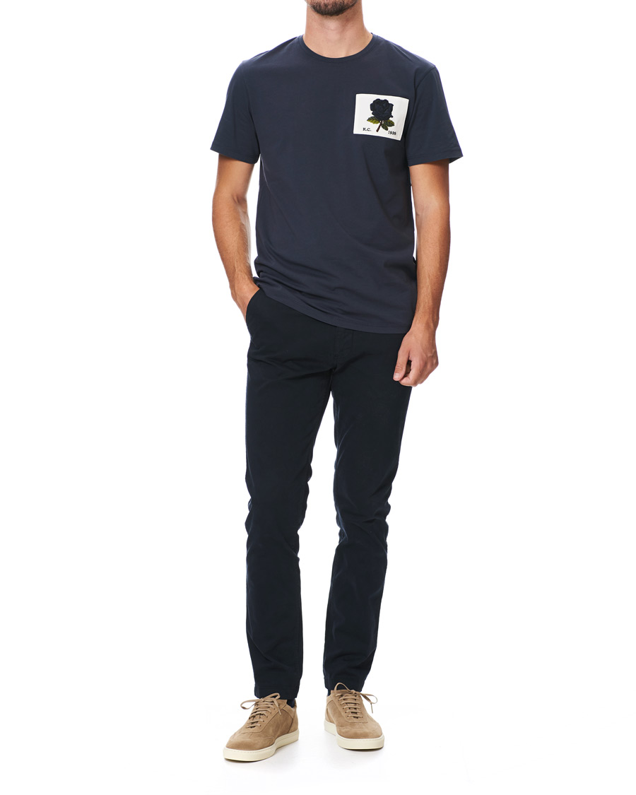 Men | T-Shirts | Kent & Curwen | Rose Embroidered T-Shirt Navy