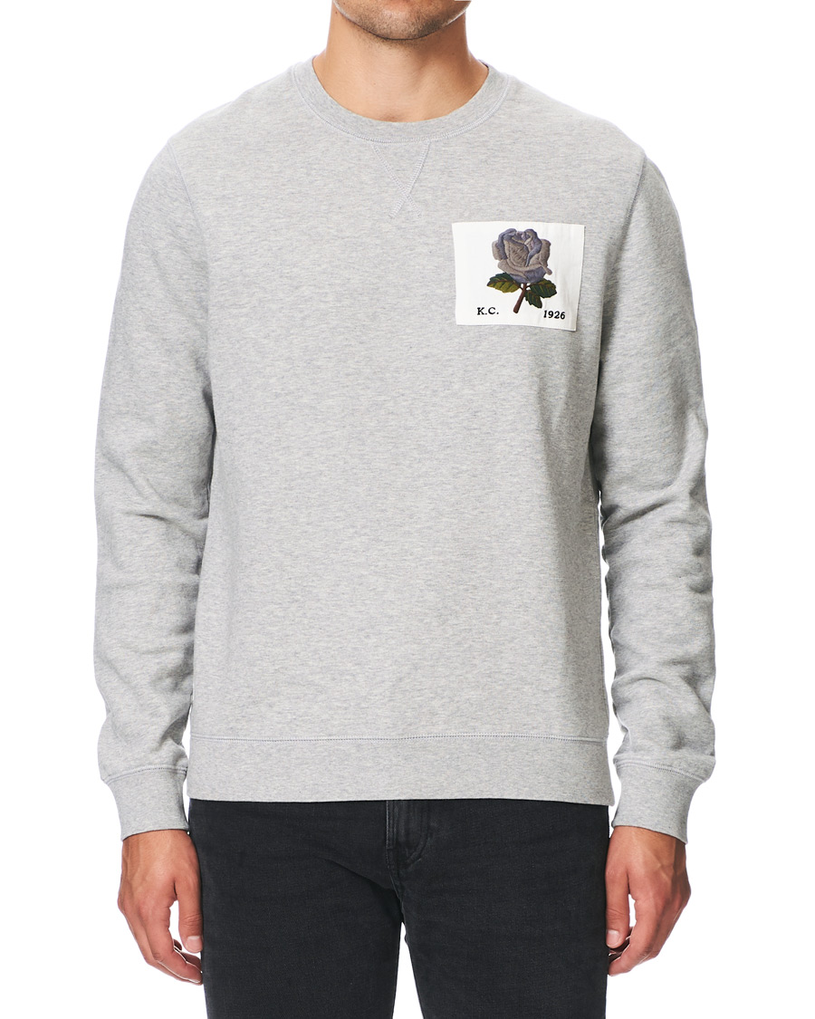 Men | Sweaters & Knitwear | Kent & Curwen | Rose Embroidered Sweatshirt Grey