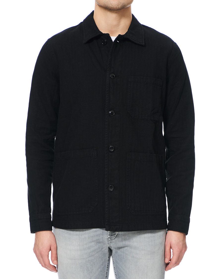 Men | Shirts | A Day's March | Original Herringbone Overshirt Black