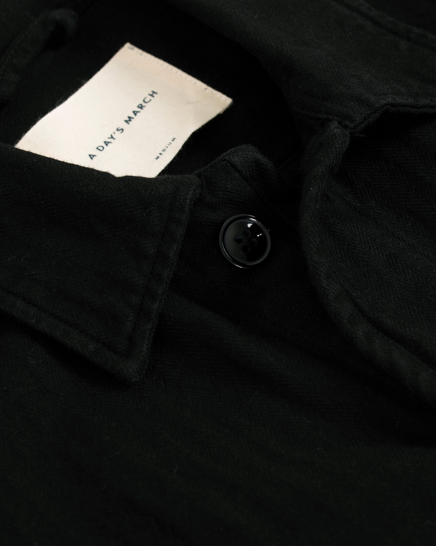 Men | Shirts | A Day's March | Original Herringbone Overshirt Black