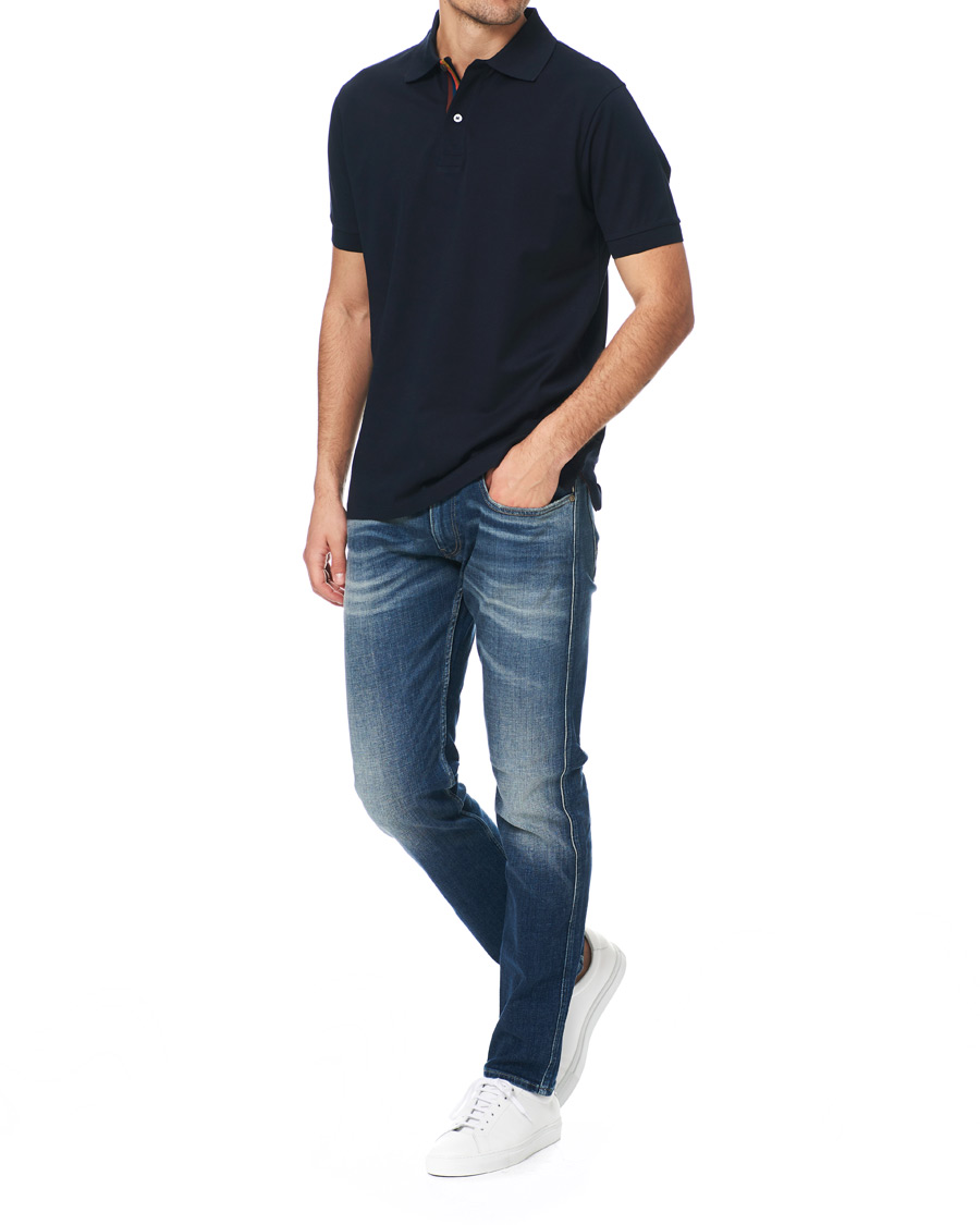 Men | Polo Shirts | Paul Smith | Placket Stripe Polo Navy
