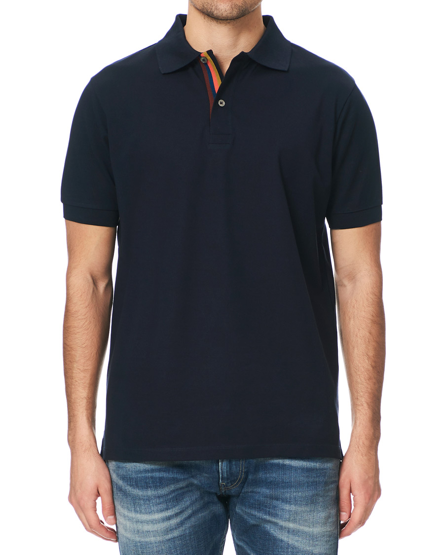 Men | Polo Shirts | Paul Smith | Placket Stripe Polo Navy