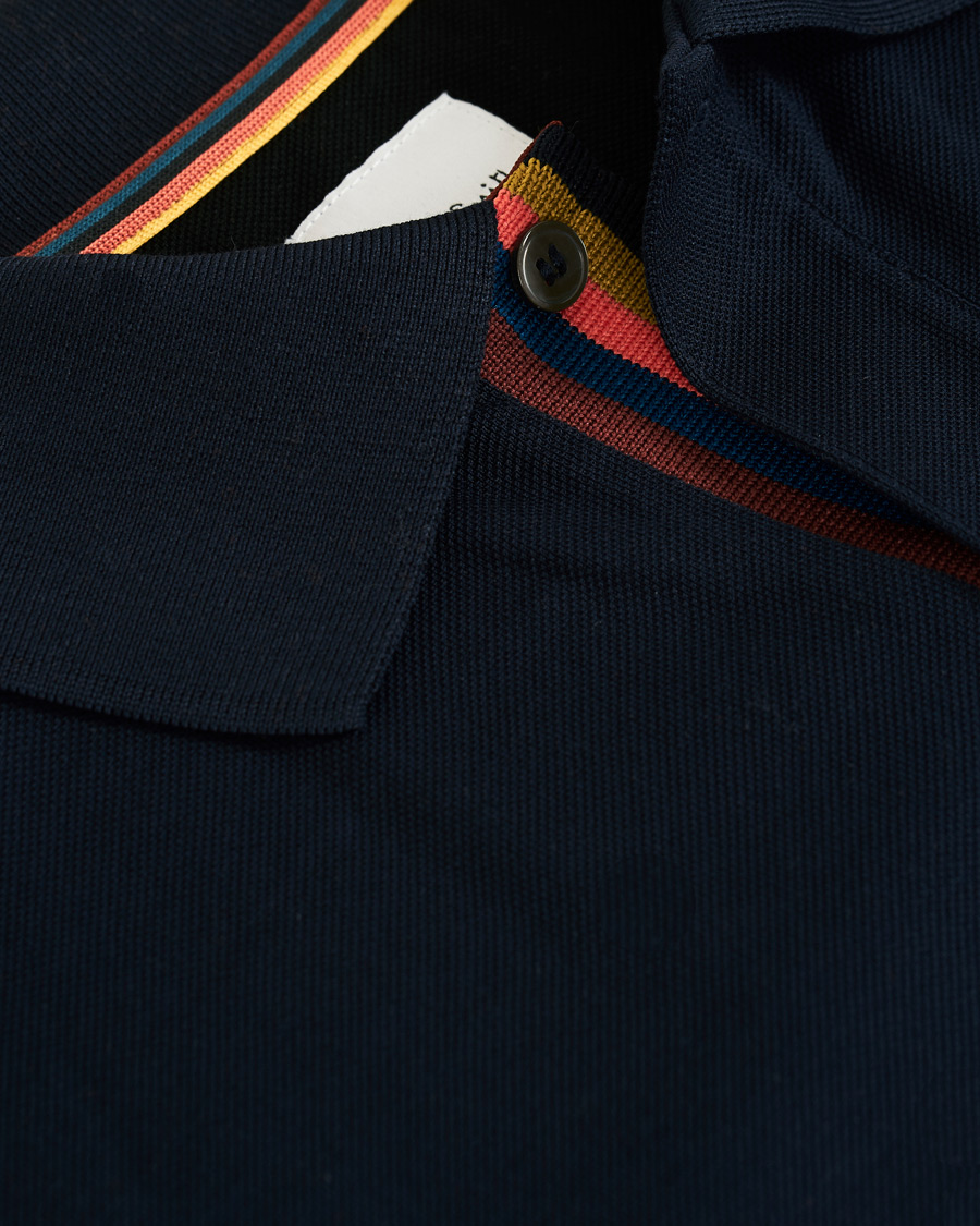 Men | Polo Shirts | Paul Smith | Placket Stripe Polo Navy