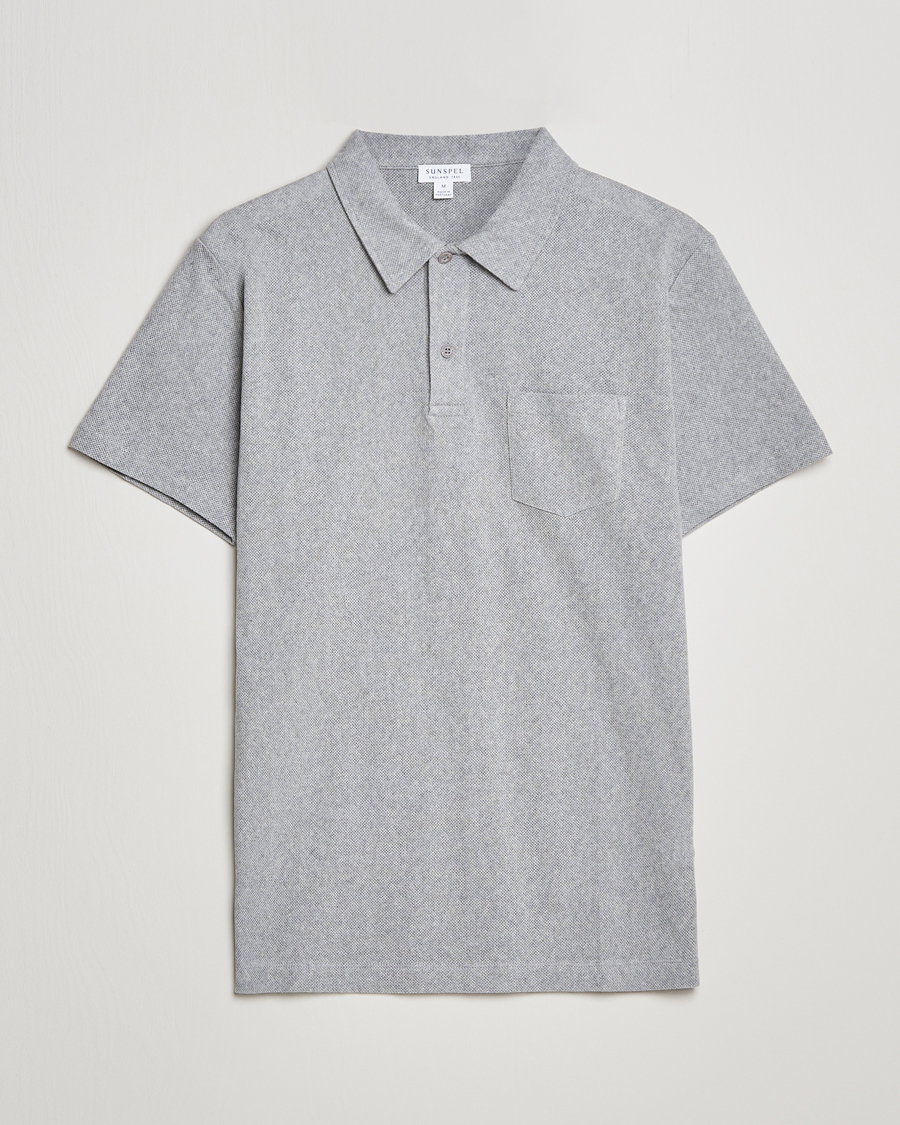 Men | Polo Shirts | Sunspel | Riviera Polo Shirt Grey Melange