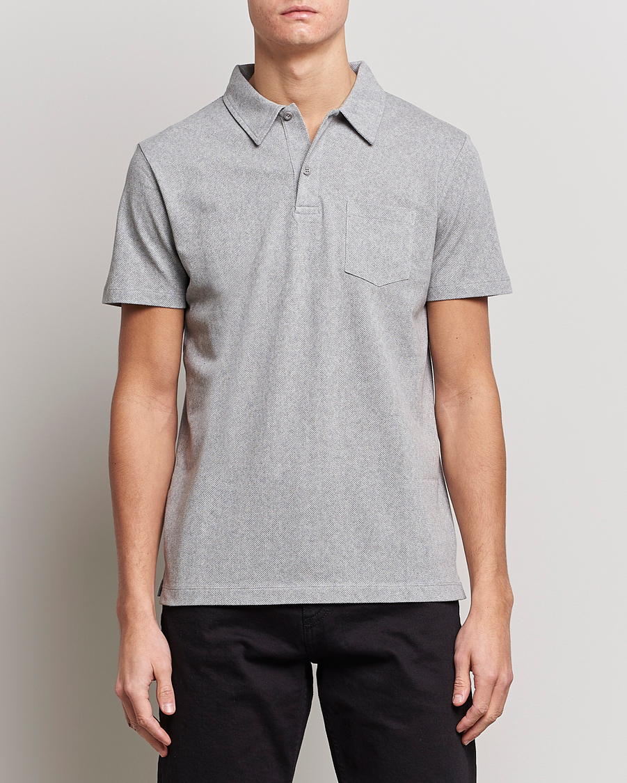 Men | Polo Shirts | Sunspel | Riviera Polo Shirt Grey Melange