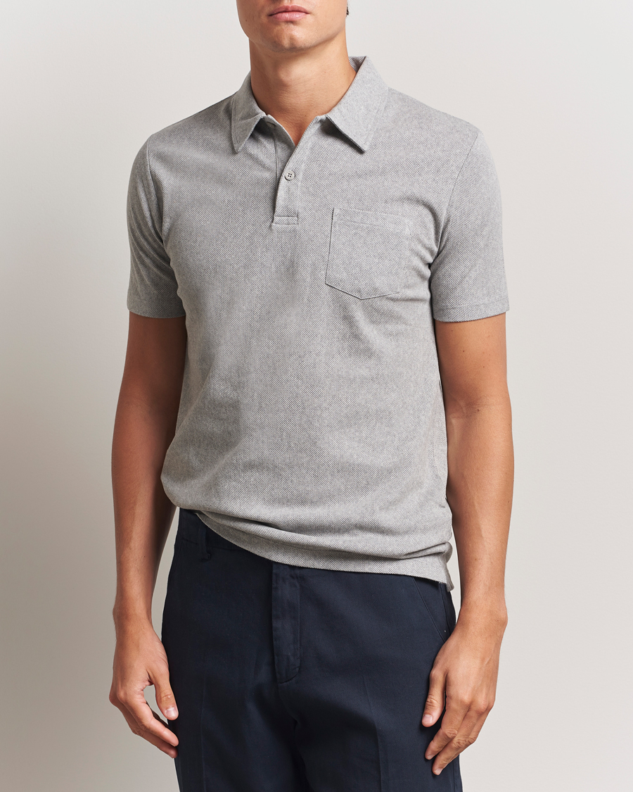 Men | Polo Shirts | Sunspel | Riviera Polo Shirt Grey Melange