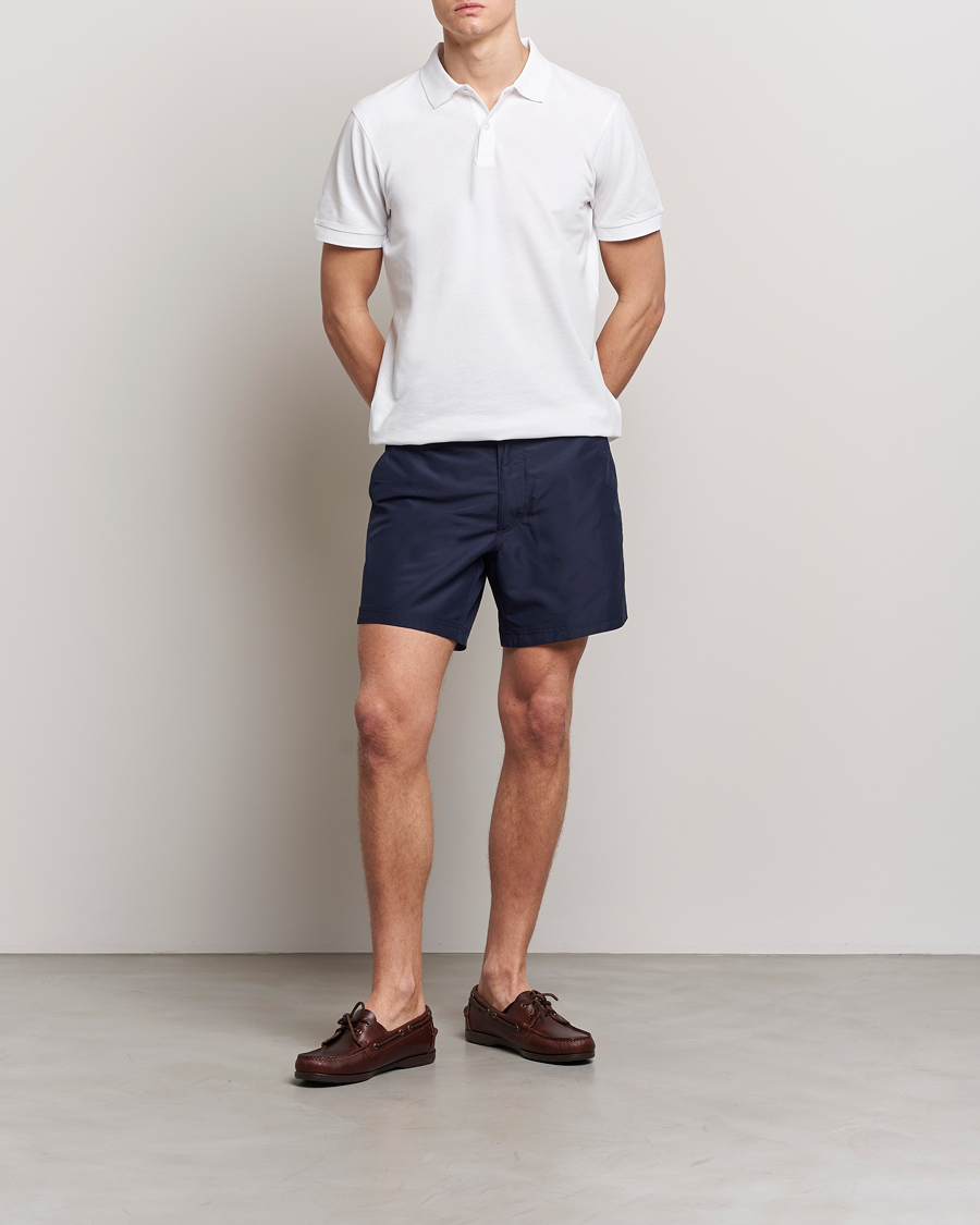 Men | Swimwear | Sunspel | Recycled Seaqual Tailored Swim Shorts Navy