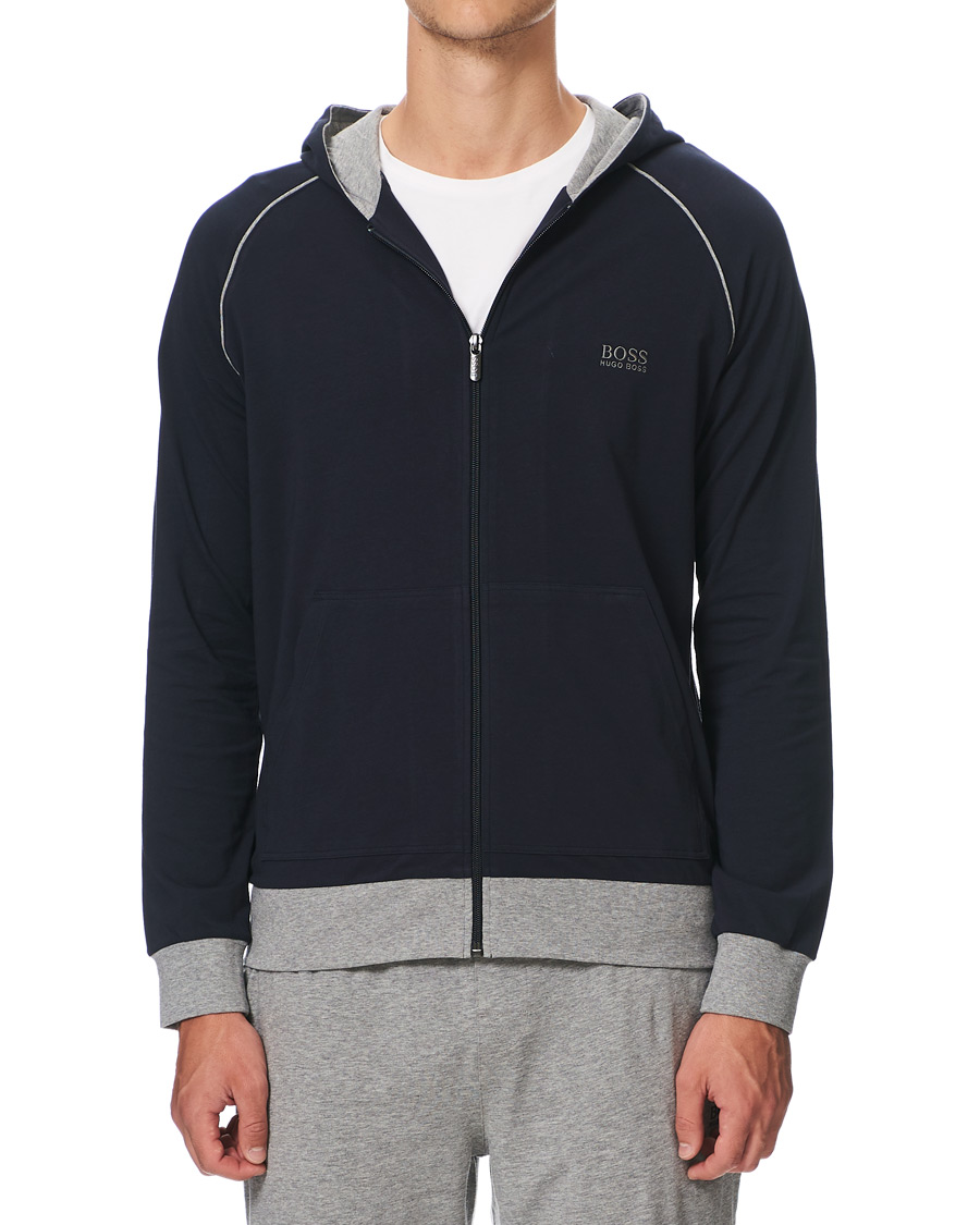 Men | Sweaters & Knitwear | BOSS BLACK | BOSS Mix & Match Full Zip Hoodie Dark Blue