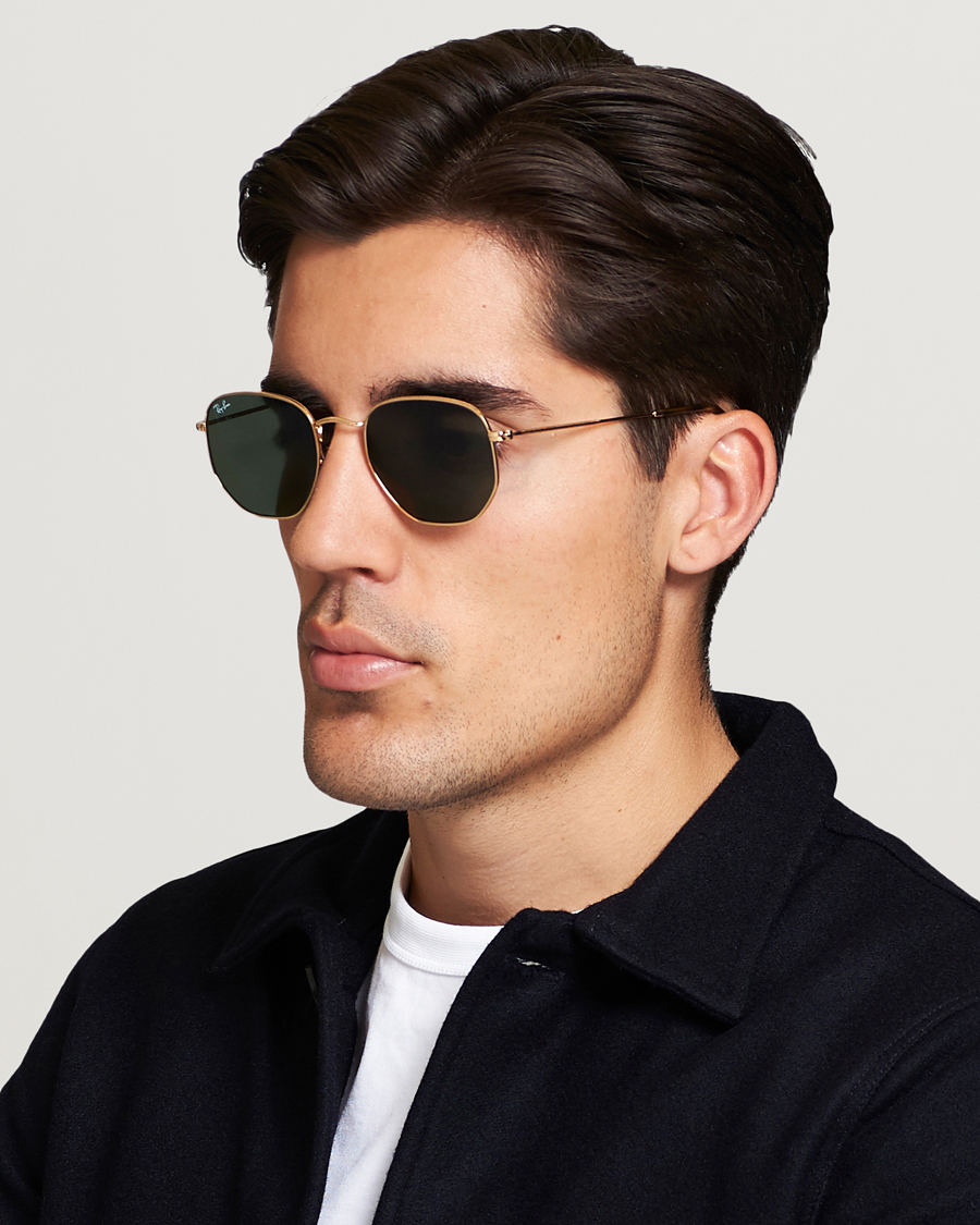 Men | Sunglasses | Ray-Ban | 0RB3548N Hexagonal Sunglasses Gold/Green