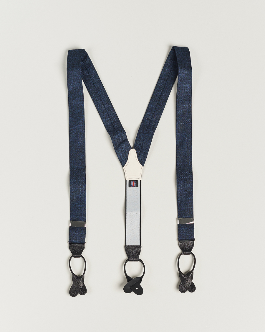 Men | Braces | Albert Thurston | Hardy Minnis Bamboo Braces 38mm Navy