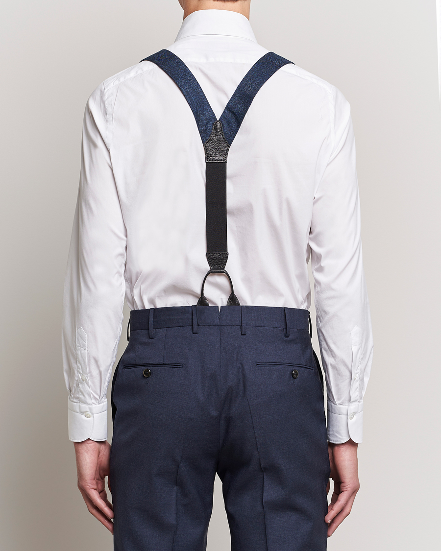 Men | Braces | Albert Thurston | Hardy Minnis Bamboo Braces 38mm Navy