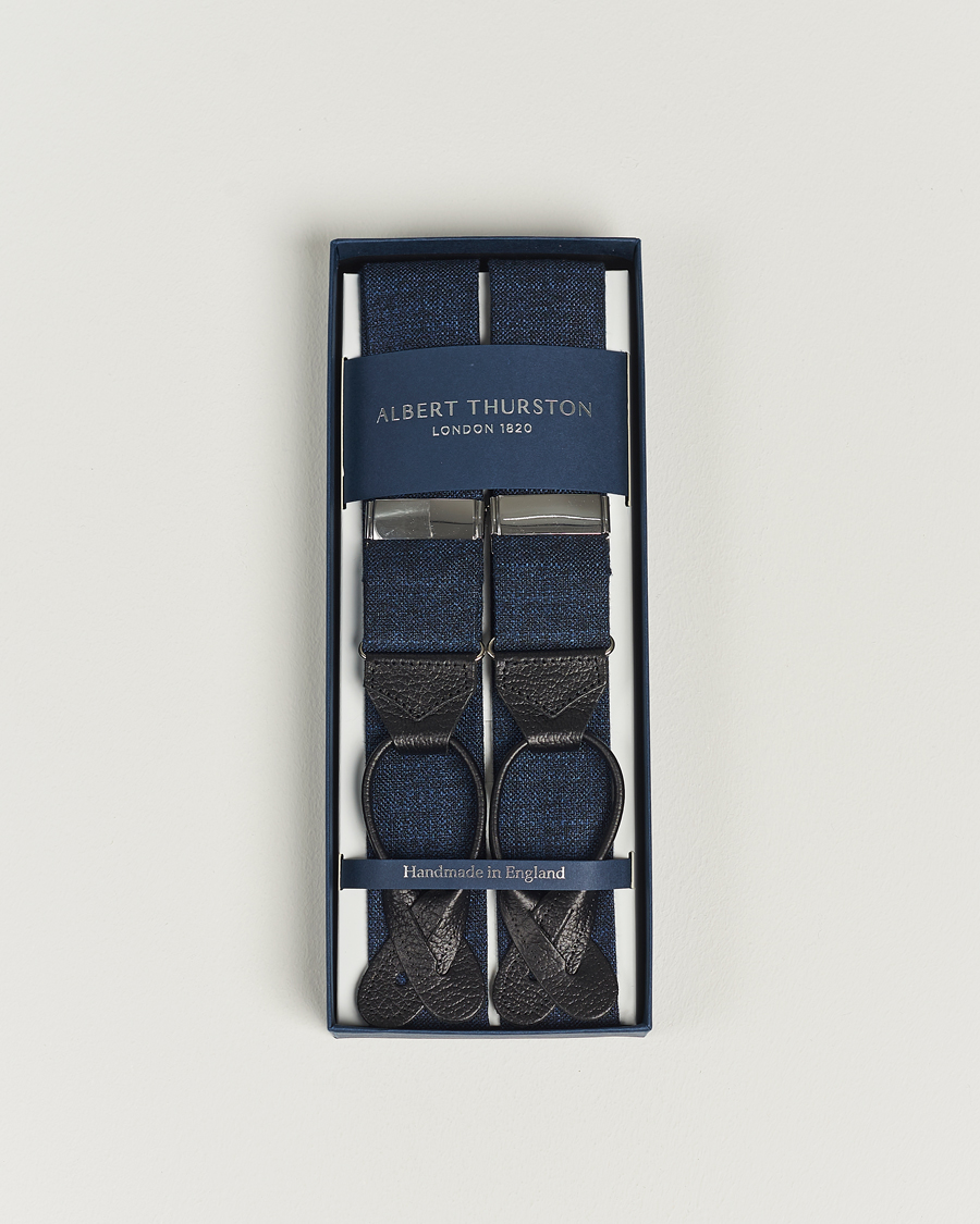 Men | Braces | Albert Thurston | Hardy Minnis Bamboo Braces 38mm Navy