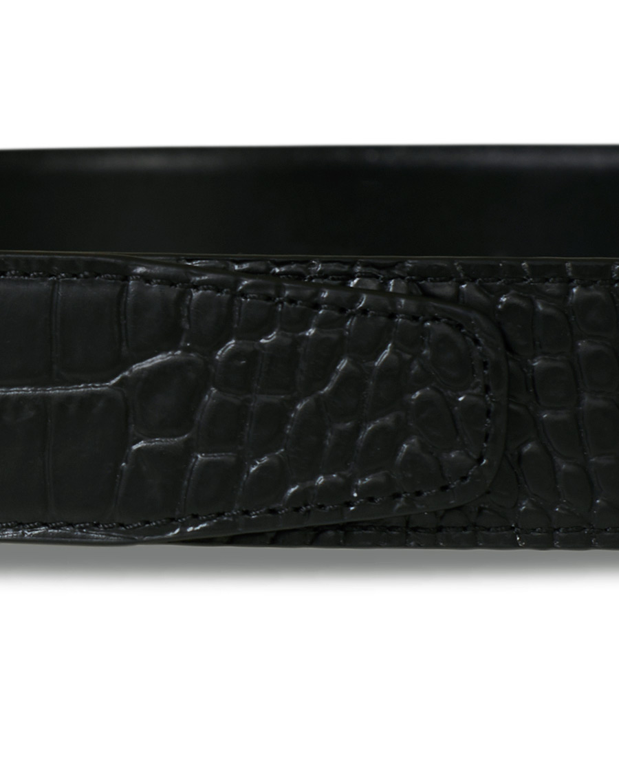 Men | Montblanc Square Buckle Alligator Printed 35mm Leather Belt Black | Montblanc | Square Buckle Alligator Printed 35mm Leather Belt Black