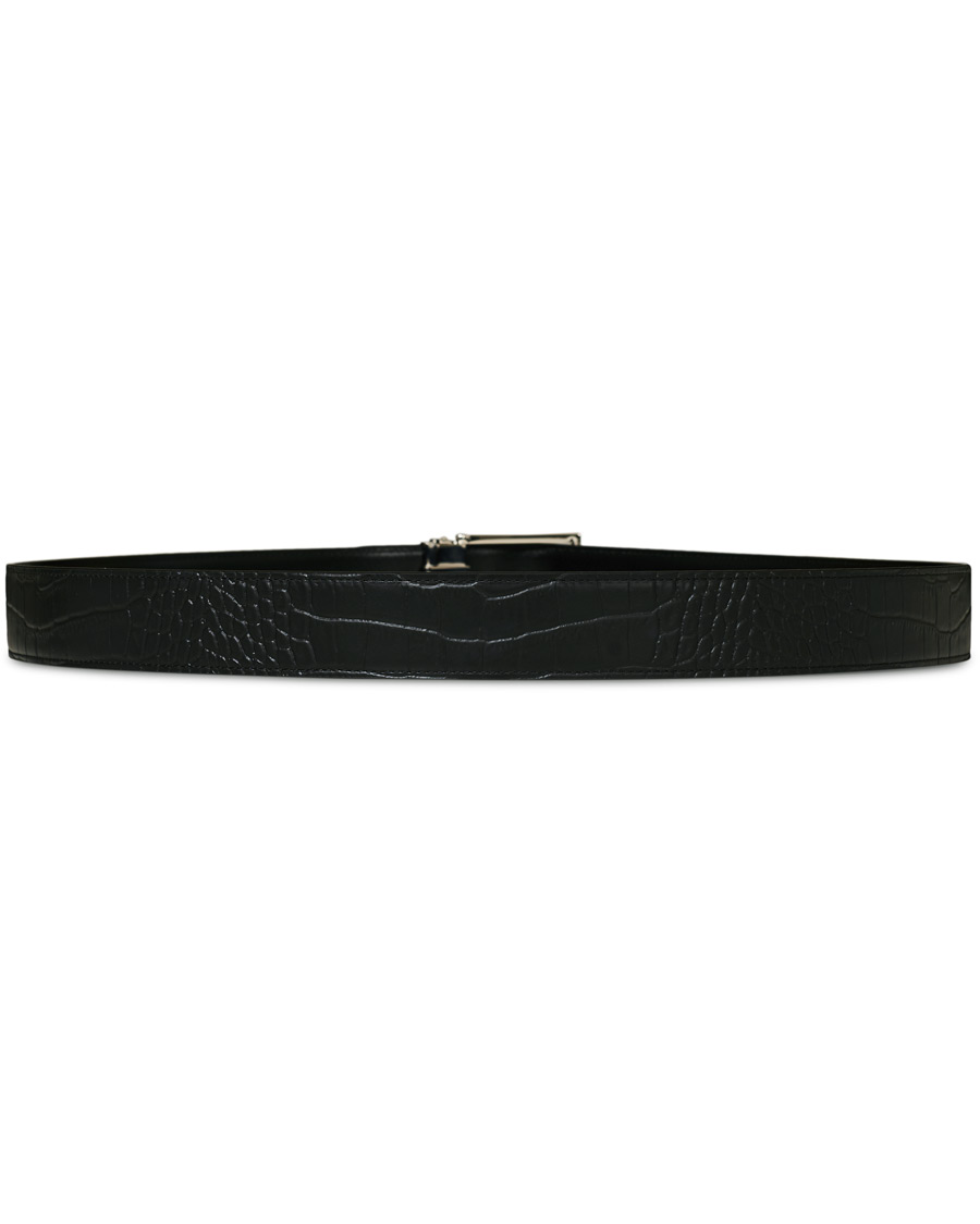 Men | Montblanc Square Buckle Alligator Printed 35mm Leather Belt Black | Montblanc | Square Buckle Alligator Printed 35mm Leather Belt Black