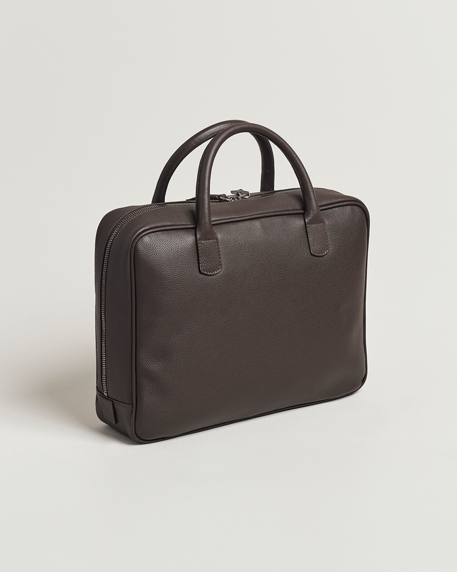 Men | Bags | Anderson's | Full Grain Leather Briefcase Dark Brown