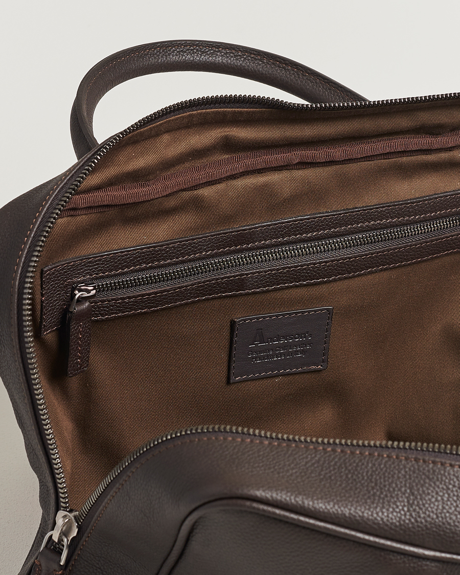 Men | Bags | Anderson's | Full Grain Leather Briefcase Dark Brown