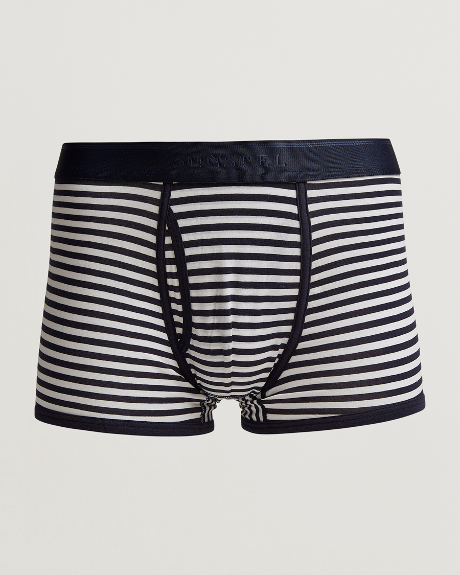 Men | Underwear & Socks | Sunspel | Superfine Two Button Cotton Navy/White