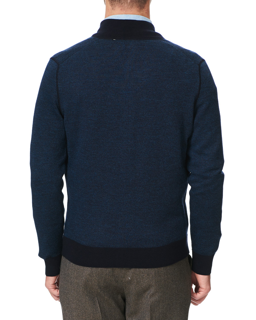 Men | Sweaters & Knitwear | Gran Sasso | Merino Fashion Fit Full Zip Blue/Blue