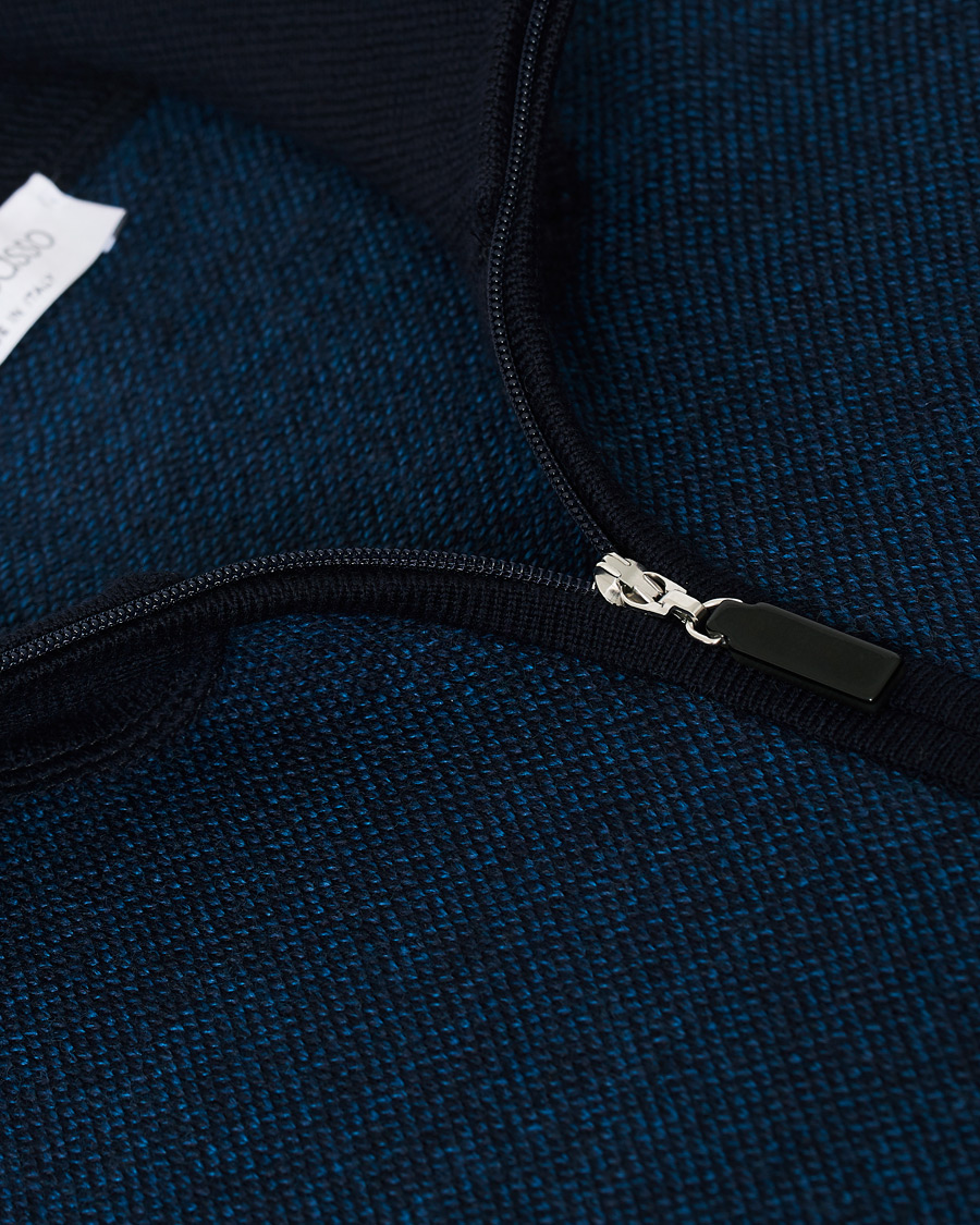 Men | Sweaters & Knitwear | Gran Sasso | Merino Fashion Fit Full Zip Blue/Blue