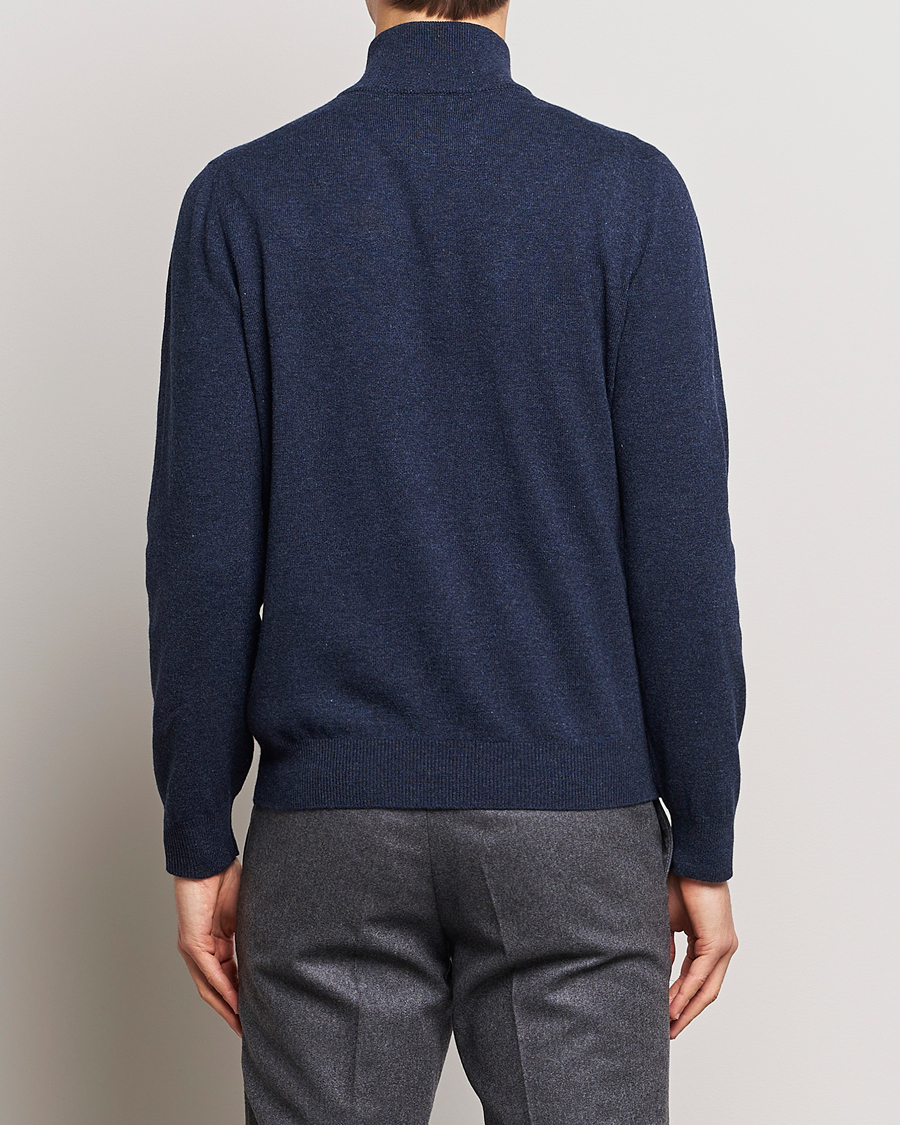 Men | Sweaters & Knitwear | Gran Sasso | Wool/Cashmere Half Zip Navy Melange