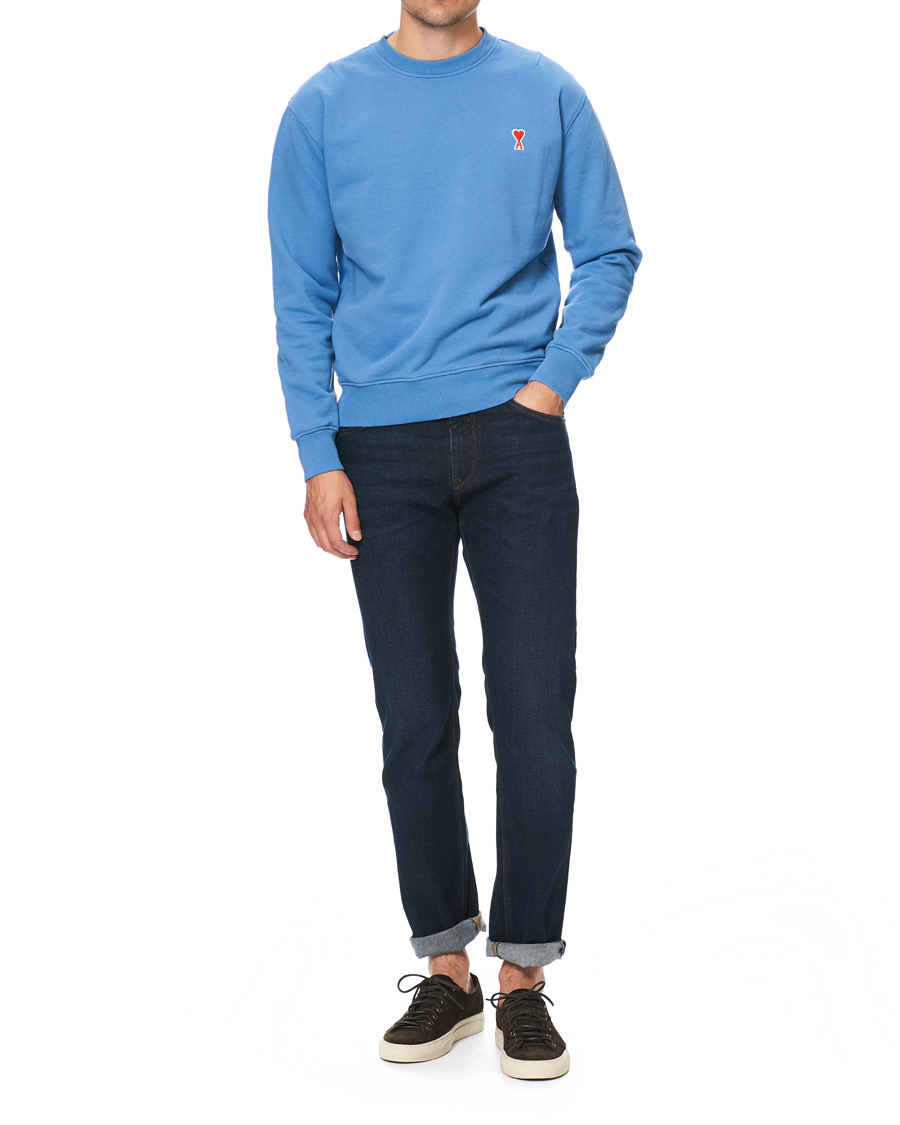 Men | Sweaters & Knitwear | AMI | Heart Logo Sweatshirt Blue