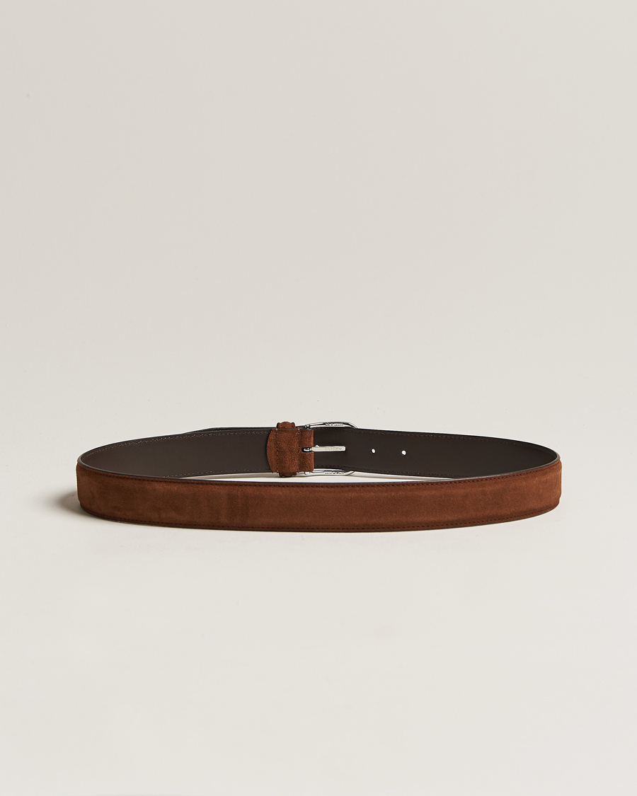 Men | Anderson's Suede 3,5 cm Belt Brown 85 | Anderson's | Suede 3,5 cm Belt Brown 85