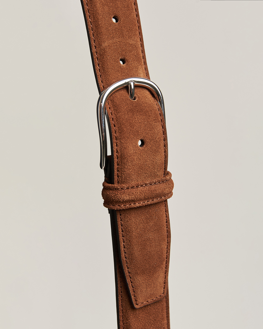 Men | Belts | Anderson's | Suede 3,5 cm Belt Brown