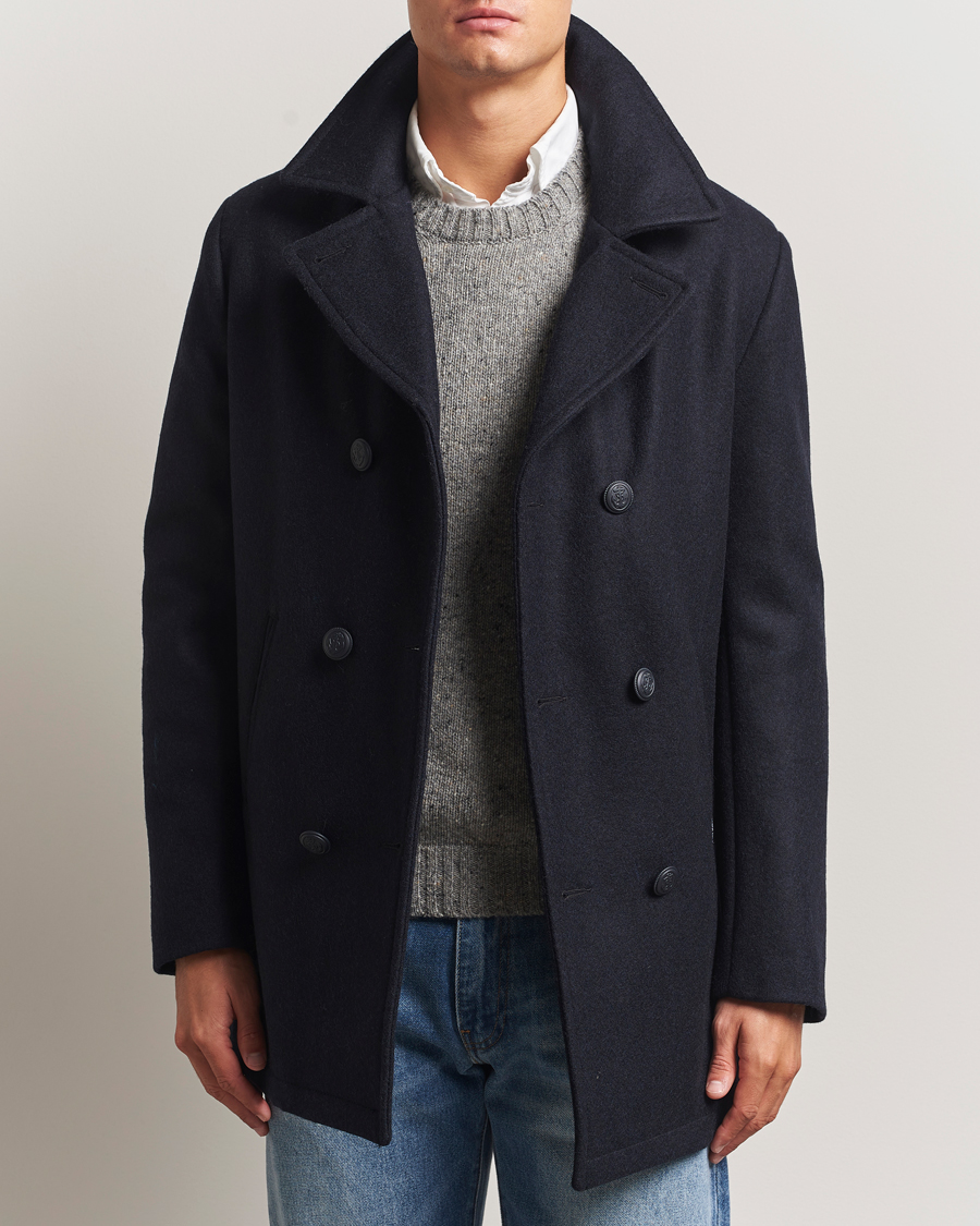 Men | Coats & Jackets | Armor-lux | Kermor Wool Peacoat Navy