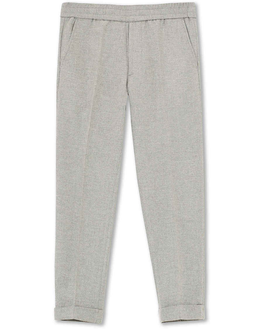 Men | Trousers | Filippa K | Terry Flannel Cropt Turn Up Trousers Warm Grey Mel
