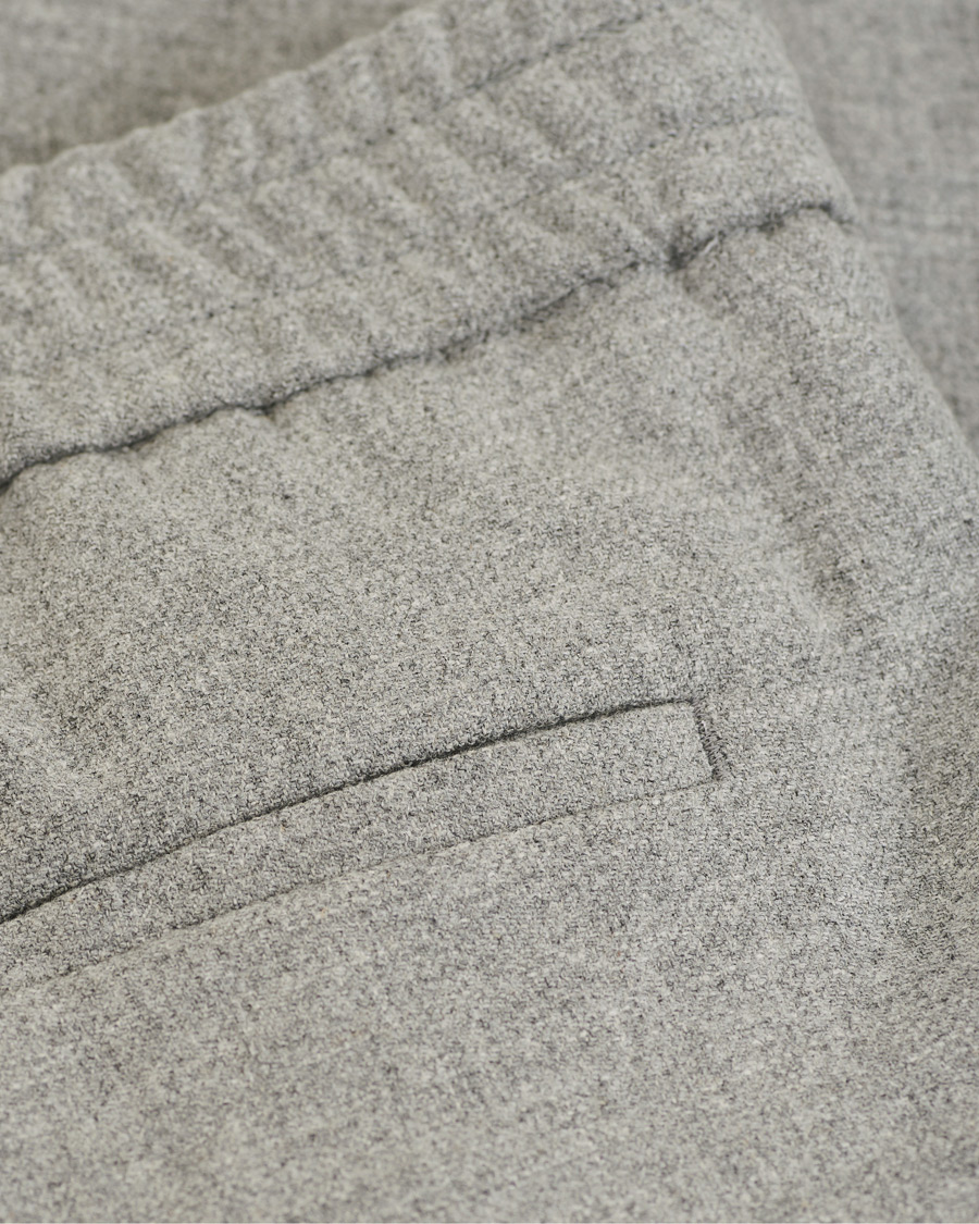 Men | Trousers | Filippa K | Terry Flannel Cropt Turn Up Trousers Warm Grey Mel