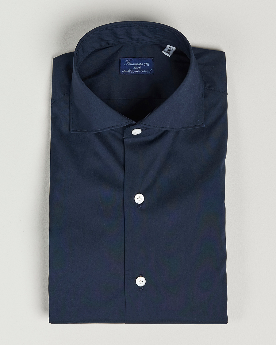 Men | Shirts | Finamore Napoli | Milano Slim Fit Stretch Shirt Navy