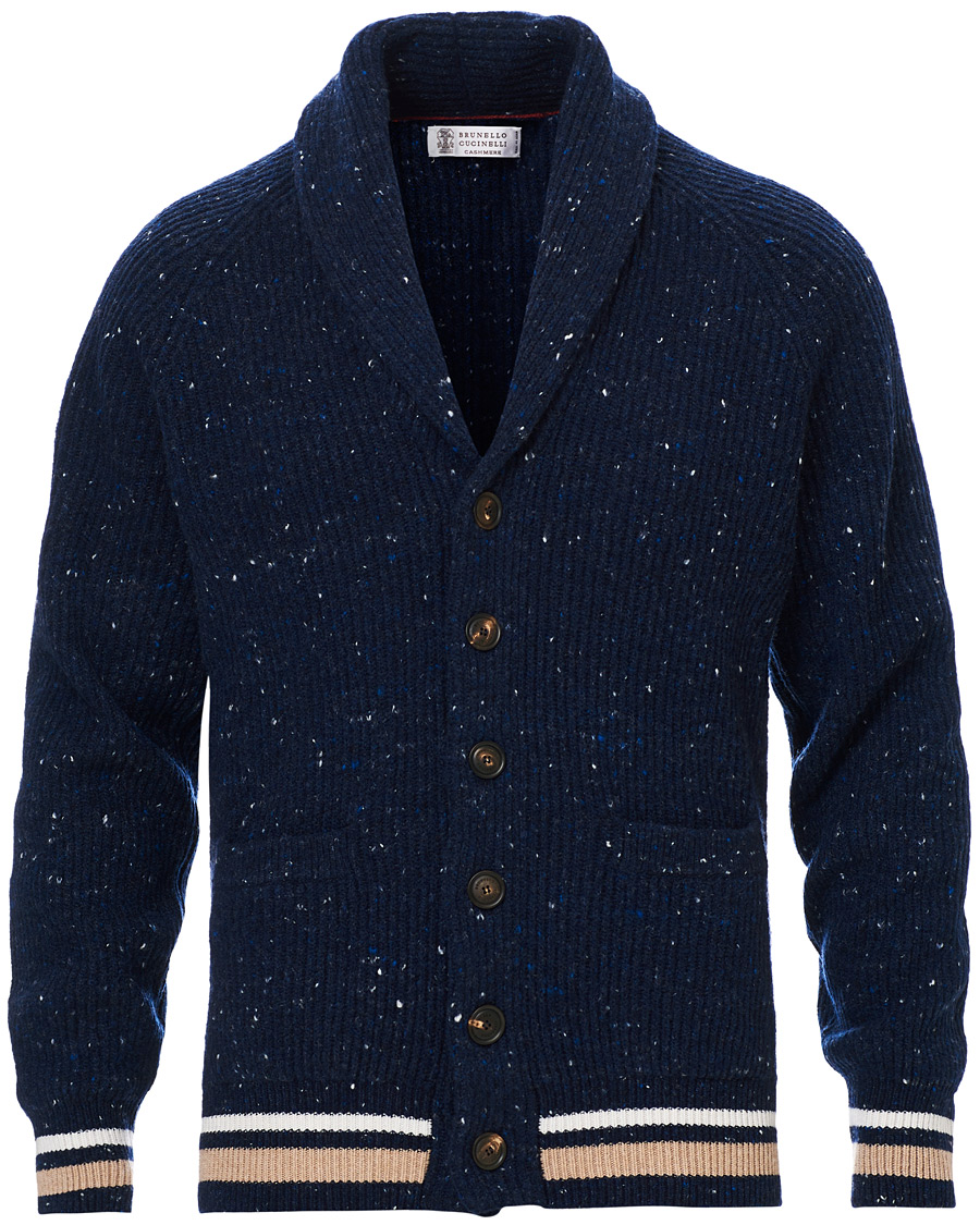 Men | Sweaters & Knitwear | Brunello Cucinelli | Cashmere Blend Shawl Collar Cardigan Dark Blue