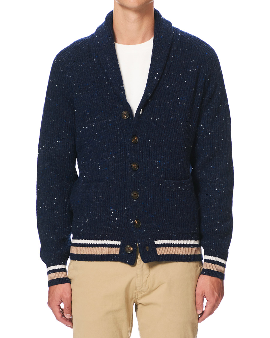 Men | Sweaters & Knitwear | Brunello Cucinelli | Cashmere Blend Shawl Collar Cardigan Dark Blue