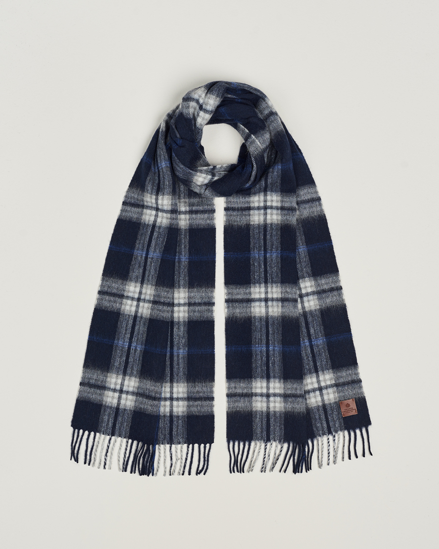 Men | Amanda Christensen Wool Check Scarf Blue | Amanda Christensen | Wool Check Scarf Blue