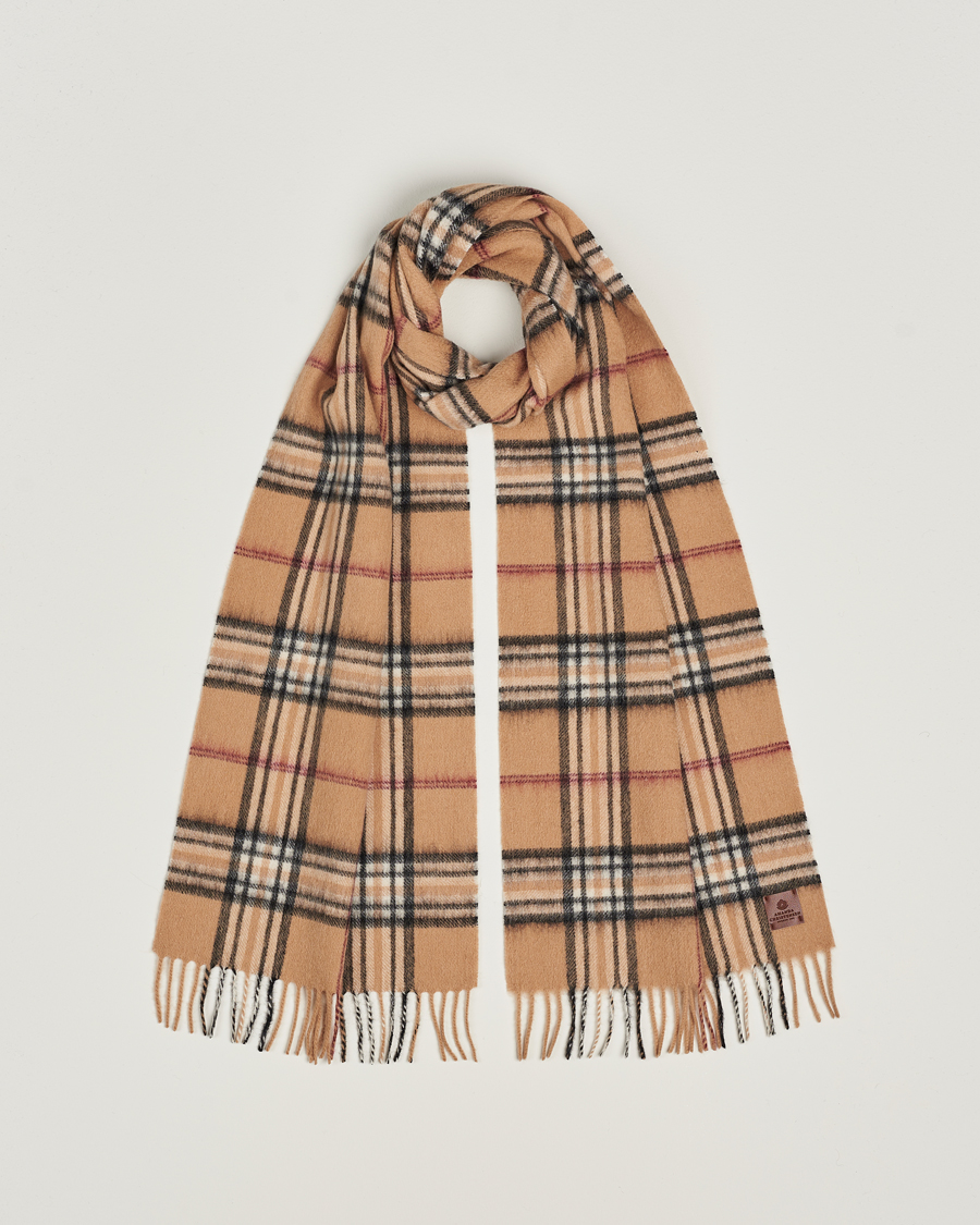 Men | Amanda Christensen Wool Check Scarf Beige | Amanda Christensen | Wool Check Scarf Beige