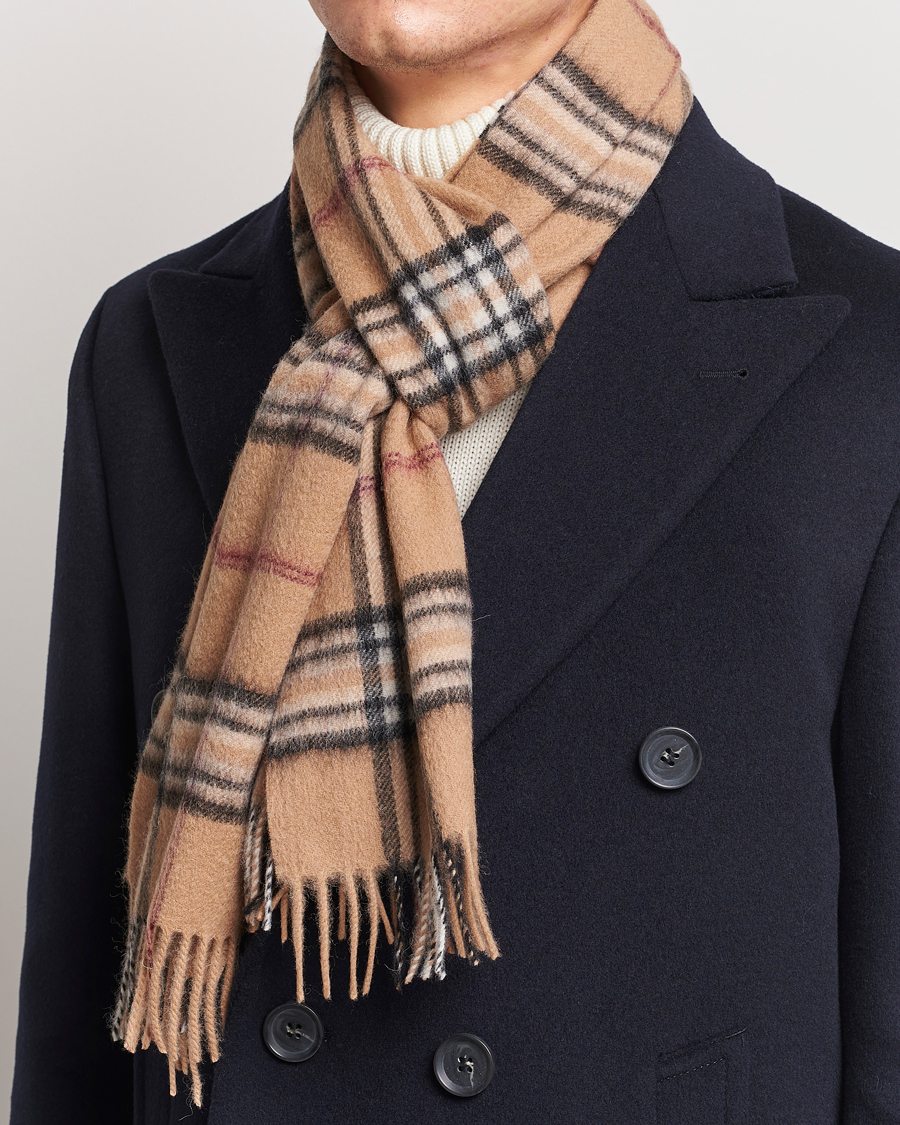 Men | Amanda Christensen Wool Check Scarf Beige | Amanda Christensen | Wool Check Scarf Beige