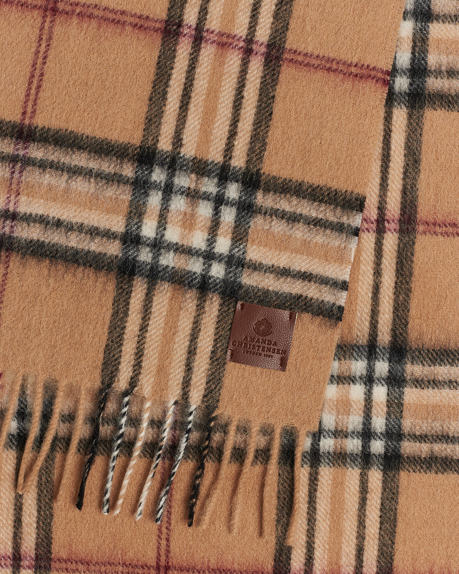 Men | Amanda Christensen Wool Check Scarf Beige | Amanda Christensen | Wool Check Scarf Beige