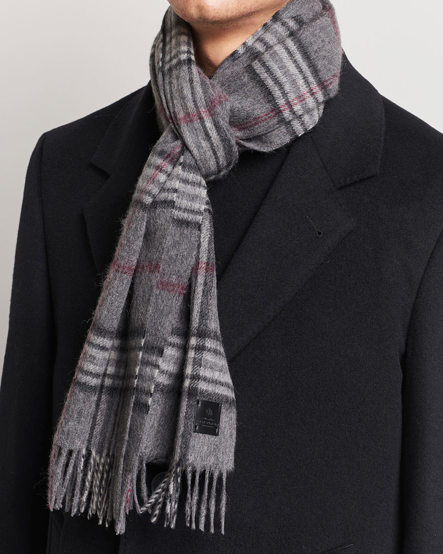 Men | Amanda Christensen Wool Check Scarf Grey | Amanda Christensen | Wool Check Scarf Grey
